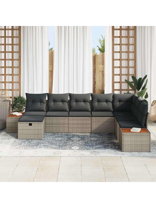 Dārza dīvānu komplekts ar spilvenu 8 pcs pelēka 55 x 62 x 69 cm