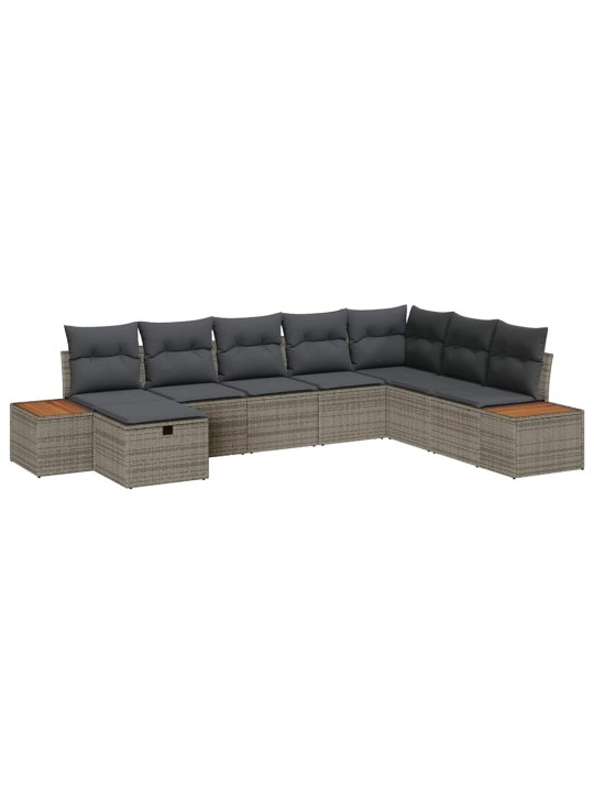 Dārza dīvānu komplekts ar spilvenu 8 pcs pelēka 55 x 62 x 69 cm
