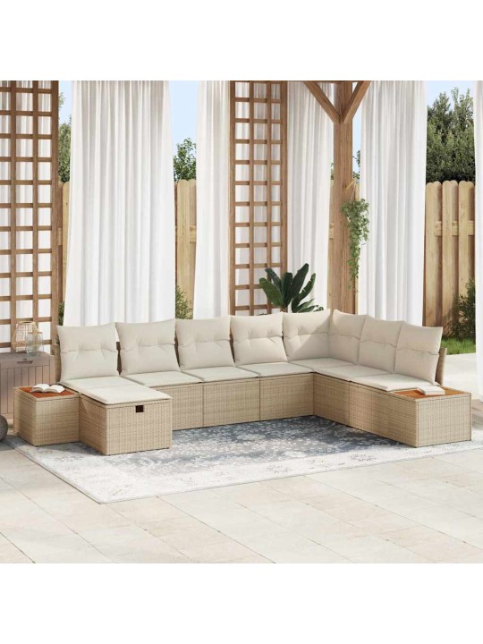 Dārza dīvānu komplekts ar spilvenu 8 pcs bēša 55 x 62 x 69 cm