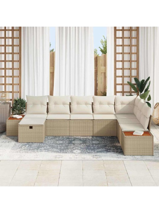 Dārza dīvānu komplekts ar spilvenu 8 pcs bēša 55 x 62 x 69 cm