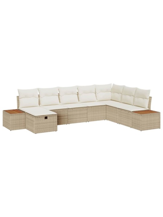 Dārza dīvānu komplekts ar spilvenu 8 pcs bēša 55 x 62 x 69 cm