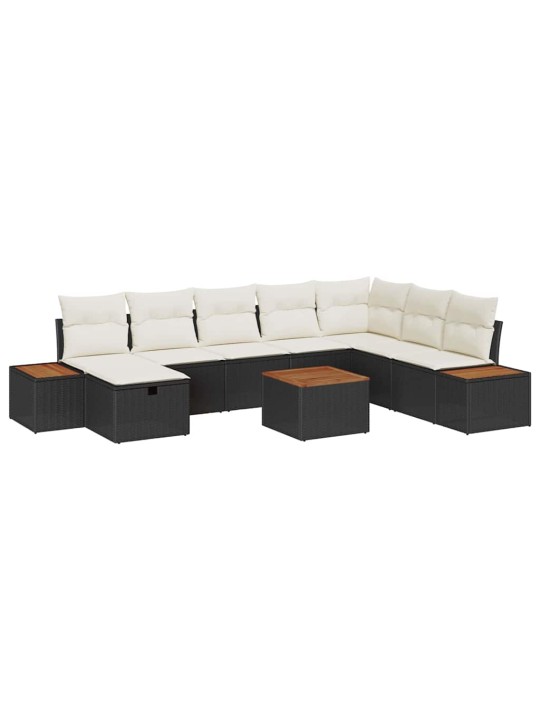 Dārza dīvānu komplekts ar spilvenu 9 pcs melna 55 x 62 x 69 cm