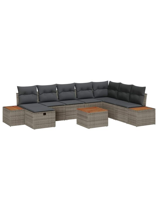 Dārza dīvānu komplekts ar spilvenu 9 pcs pelēka 55 x 62 x 69 cm