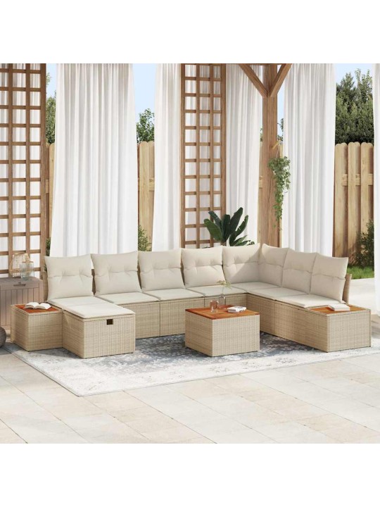 Dārza dīvānu komplekts ar spilvenu 9 pcs bēša 55 x 62 x 69 cm