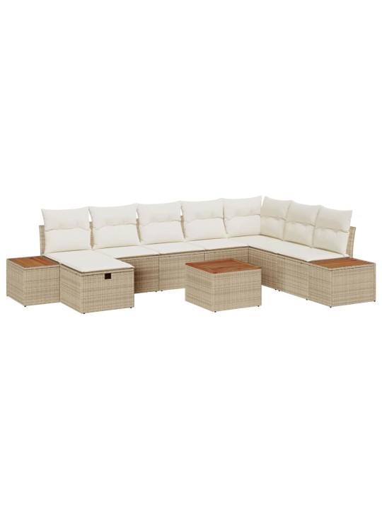 Dārza dīvānu komplekts ar spilvenu 9 pcs bēša 55 x 62 x 69 cm