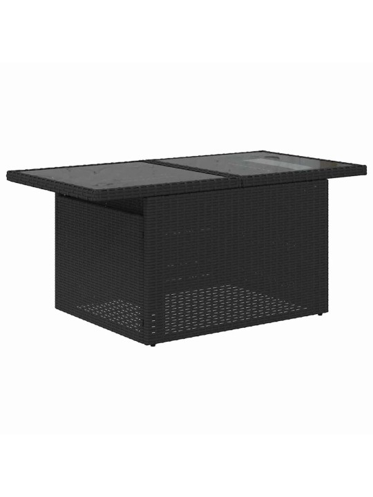 Dārza dīvānu komplekts 8 pcs melna poliratāns