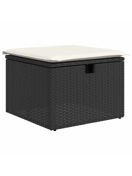 Dārza dīvānu komplekts 8 pcs melna poliratāns
