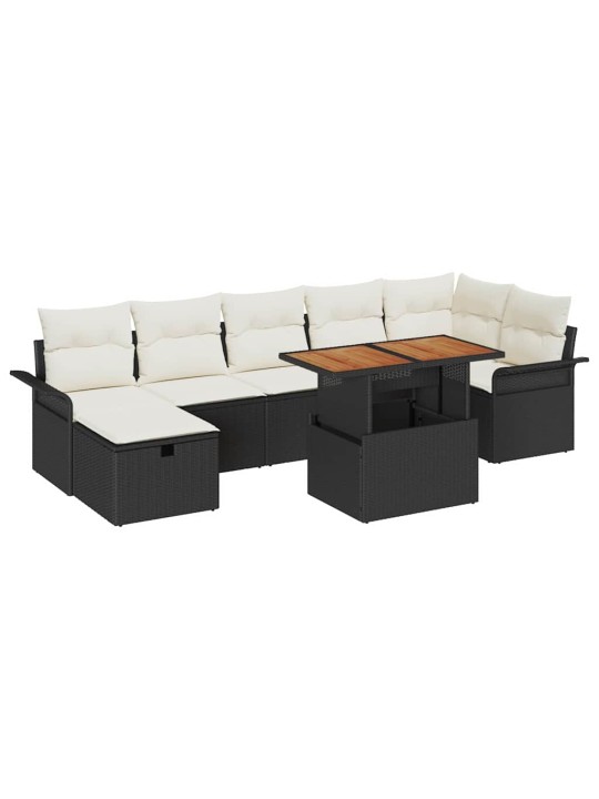 Dārza dīvānu komplekts 8 pcs melna poliratāns