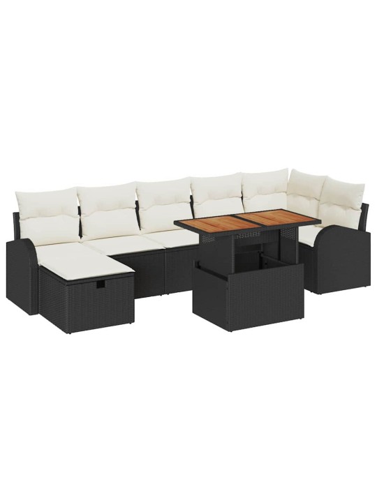 Dārza dīvānu komplekts 8 pcs melna poliratāns