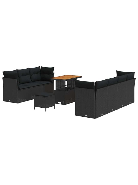 Dārza dīvānu komplekts 10 pcs melna poliratāns