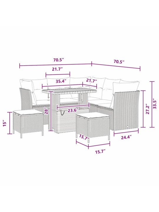 Dārza dīvānu komplekts 8 pcs melna poliratāns