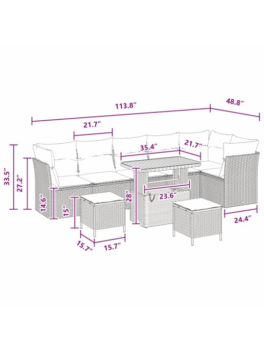 Dārza dīvānu komplekts 9 pcs melna poliratāns