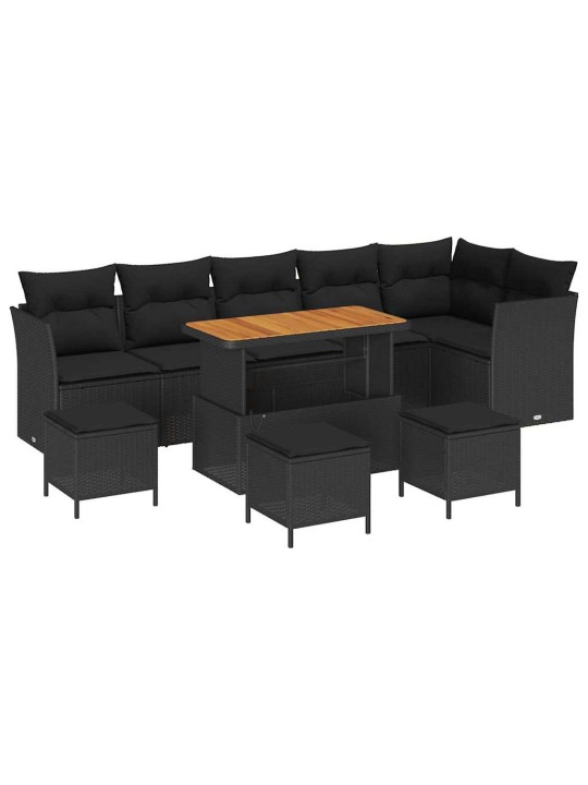 Dārza dīvānu komplekts 10 pcs melna poliratāns