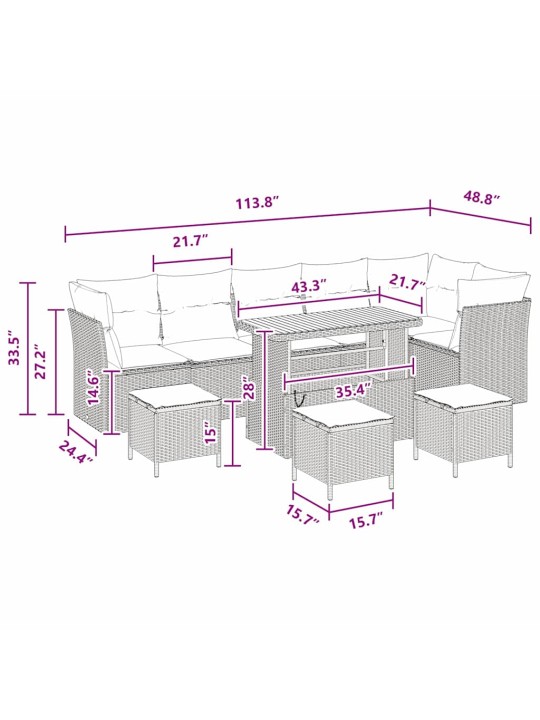 Dārza dīvānu komplekts 10 pcs melna poliratāns