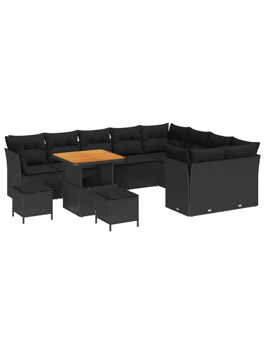 Dārza dīvānu komplekts 12 pcs melna poliratāns