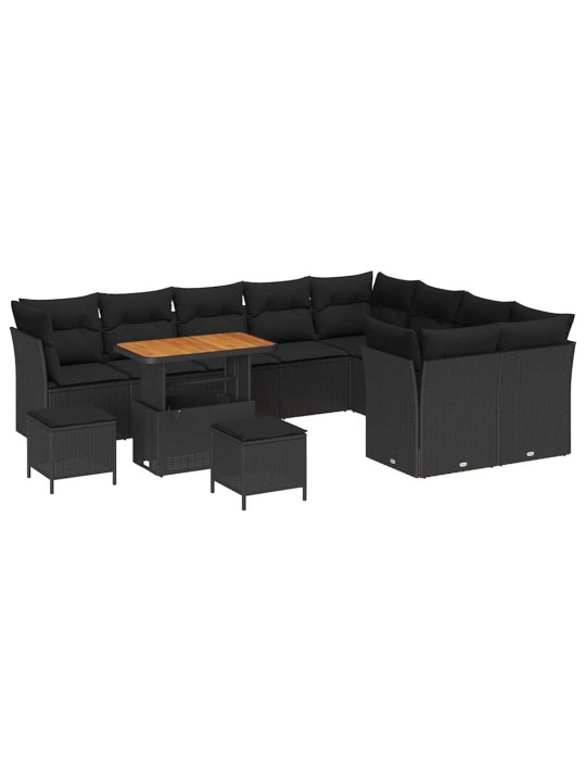 Dārza dīvānu komplekts 12 pcs melna poliratāns