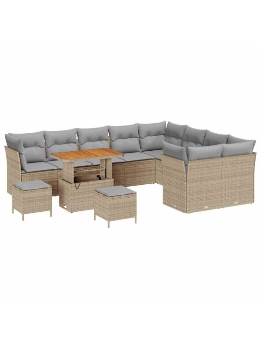 Dārza dīvānu komplekts 12 pcs bēša poliratāns