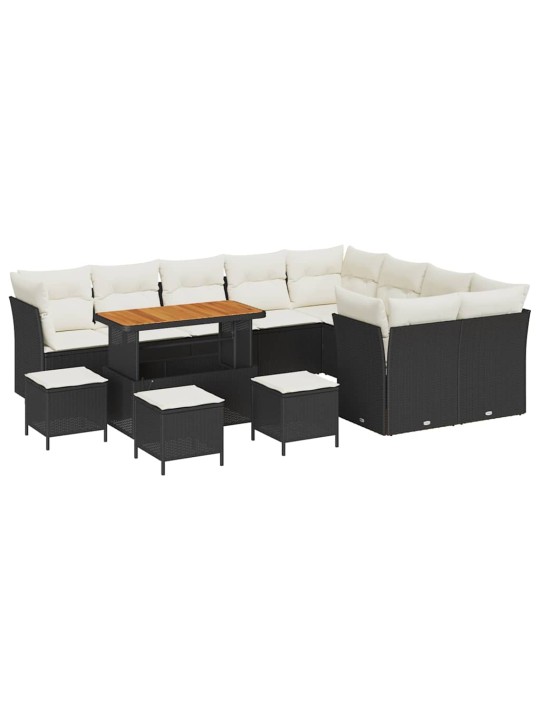 Dārza dīvānu komplekts 13 pcs melna poliratāns