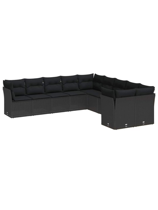Dārza dīvānu komplekts 13 pcs melna poliratāns