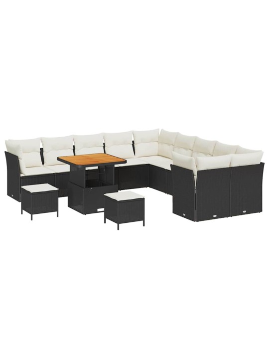 Dārza dīvānu komplekts 13 pcs melna poliratāns