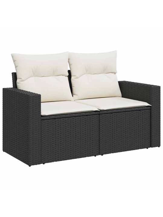 Dārza dīvānu komplekts 8 pcs melna poliratāns