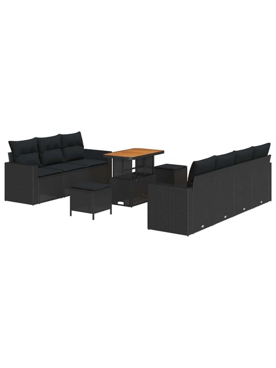 Dārza dīvānu komplekts 10 pcs melna poliratāns