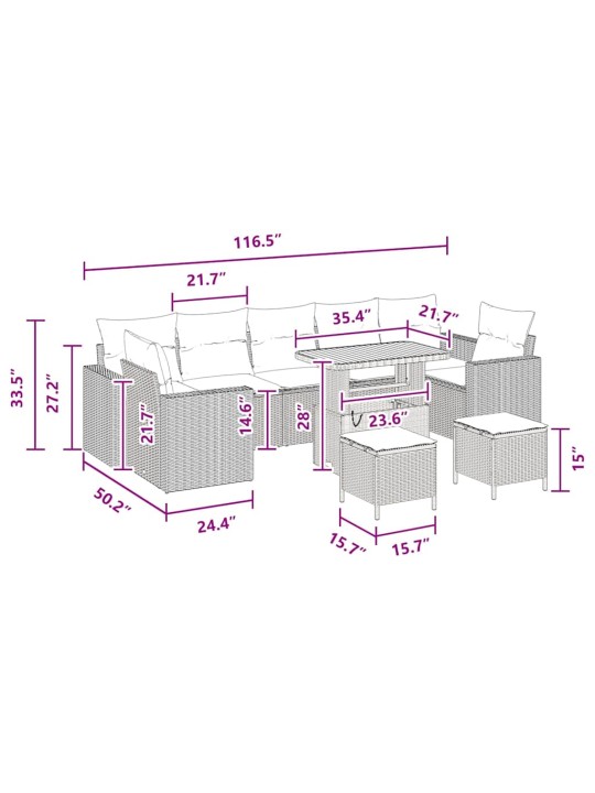 Dārza dīvānu komplekts 10 pcs melna poliratāns