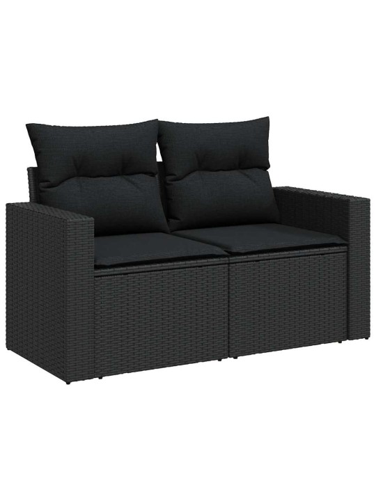 Dārza dīvānu komplekts 8 pcs melna poliratāns