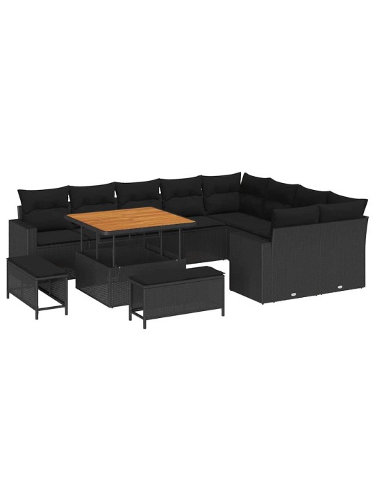 Dārza dīvānu komplekts 12 pcs melna poliratāns