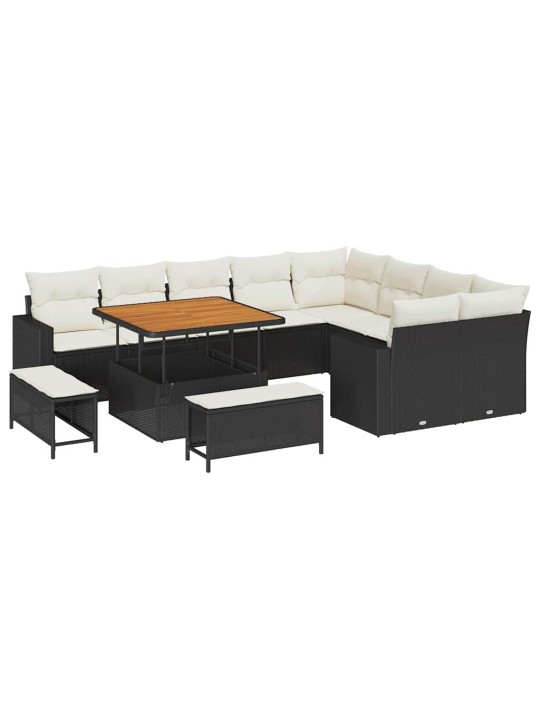 Dārza dīvānu komplekts 12 pcs melna poliratāns