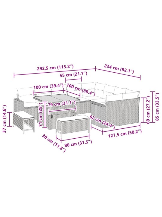 Dārza dīvānu komplekts 12 pcs melna poliratāns