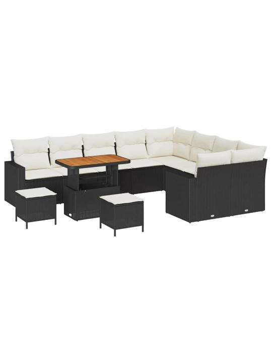 Dārza dīvānu komplekts 12 pcs melna poliratāns