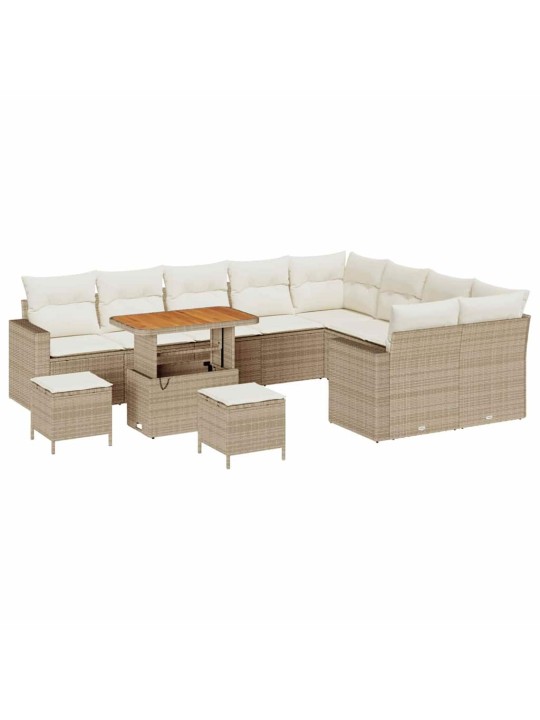 Dārza dīvānu komplekts 12 pcs bēša poliratāns