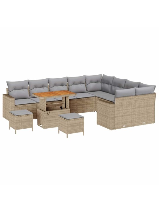 Dārza dīvānu komplekts 12 pcs bēša poliratāns