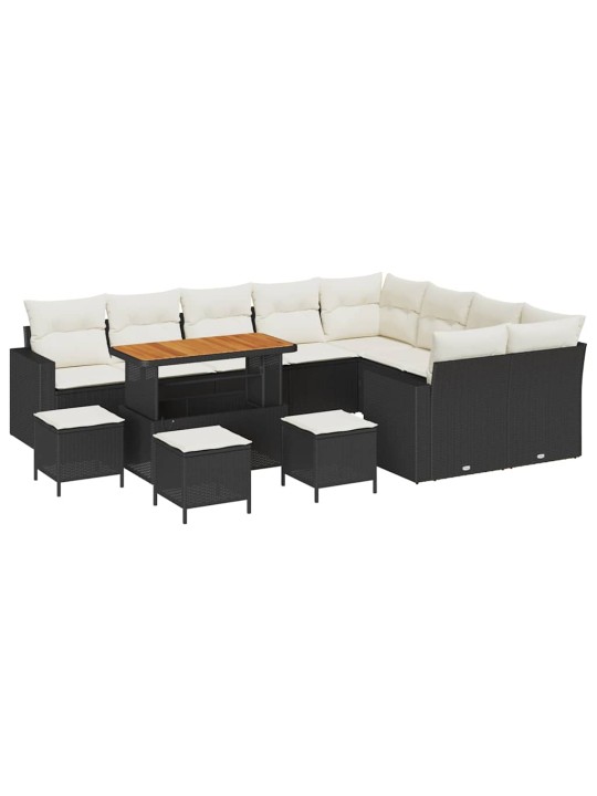 Dārza dīvānu komplekts 13 pcs melna poliratāns