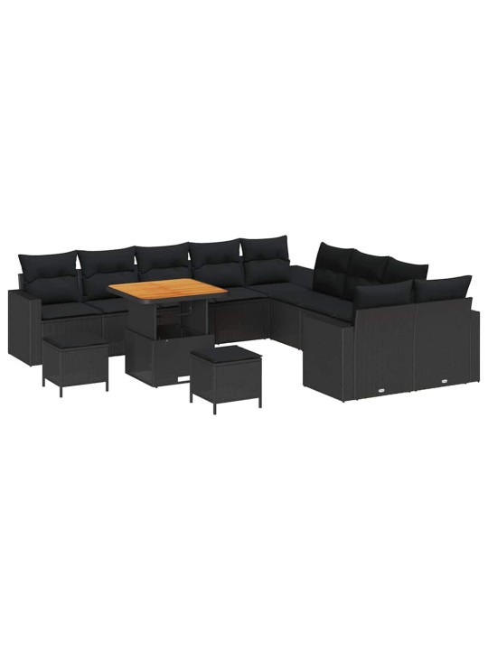 Dārza dīvānu komplekts 13 pcs melna poliratāns