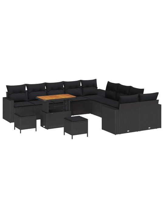 Dārza dīvānu komplekts 13 pcs melna poliratāns