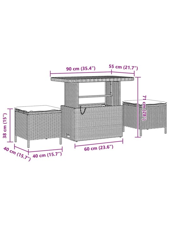 Dārza dīvānu komplekts 8 pcs melna poliratāns