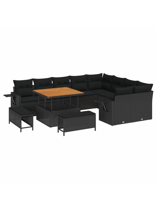 Dārza dīvānu komplekts 12 pcs melna poliratāns