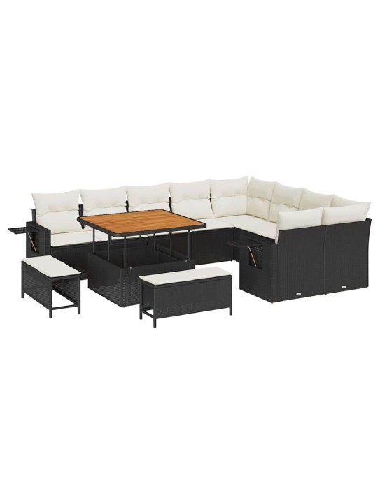 Dārza dīvānu komplekts 12 pcs melna poliratāns