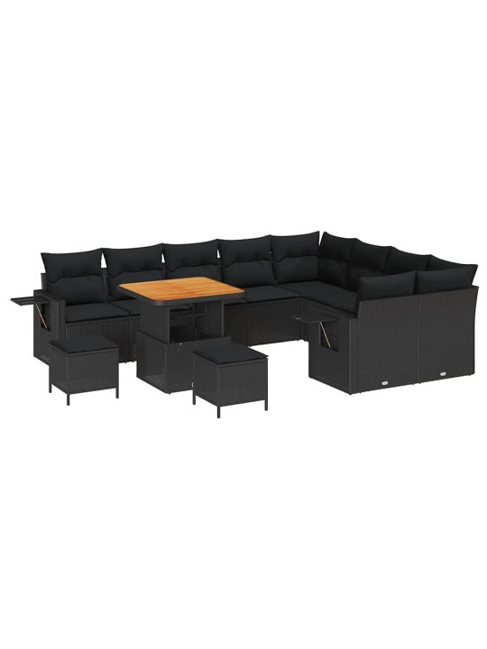 Dārza dīvānu komplekts 12 pcs melna poliratāns