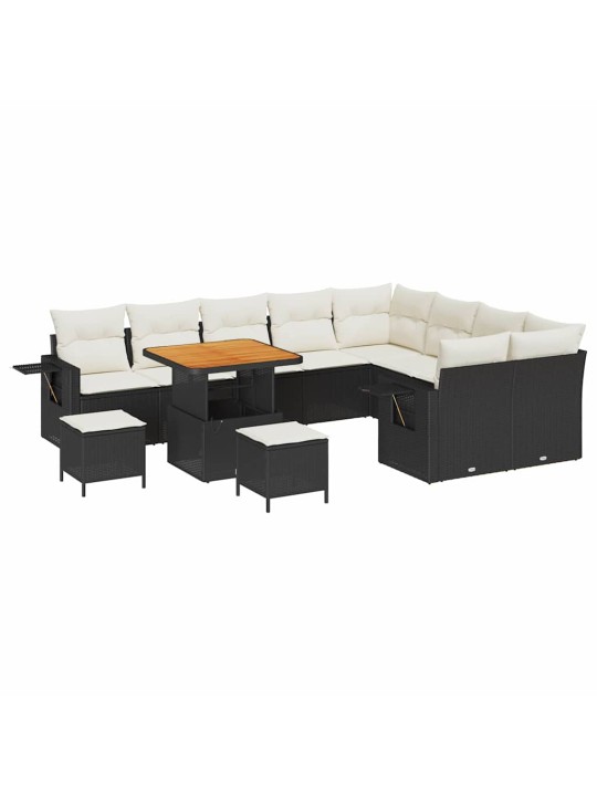 Dārza dīvānu komplekts 12 pcs melna poliratāns
