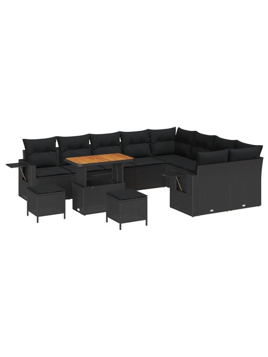 Dārza dīvānu komplekts 12 pcs melna poliratāns