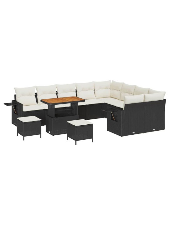Dārza dīvānu komplekts 12 pcs melna poliratāns