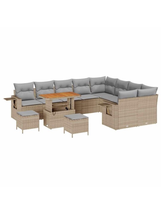 Dārza dīvānu komplekts 12 pcs bēša poliratāns