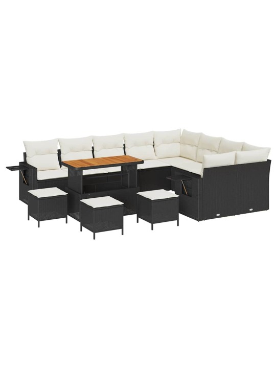 Dārza dīvānu komplekts 13 pcs melna poliratāns