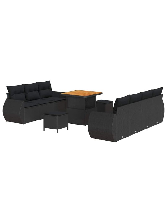 Dārza dīvānu komplekts 10 pcs melna poliratāns