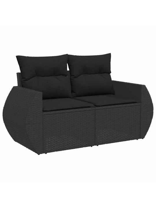 Dārza dīvānu komplekts 8 pcs melna poliratāns