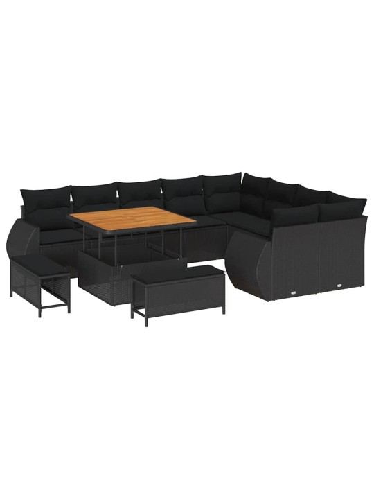 Dārza dīvānu komplekts 12 pcs melna poliratāns