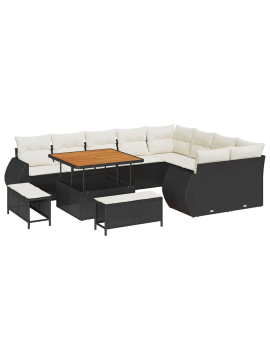 Dārza dīvānu komplekts 12 pcs melna poliratāns